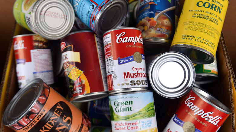 cans of food in box