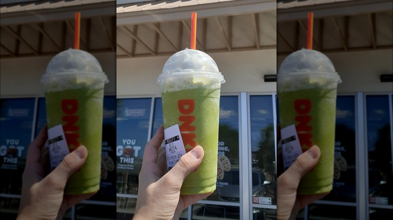 A frozen matcha latte