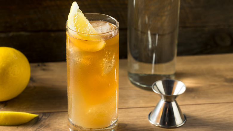 A Long Island Iced Tea on a bar