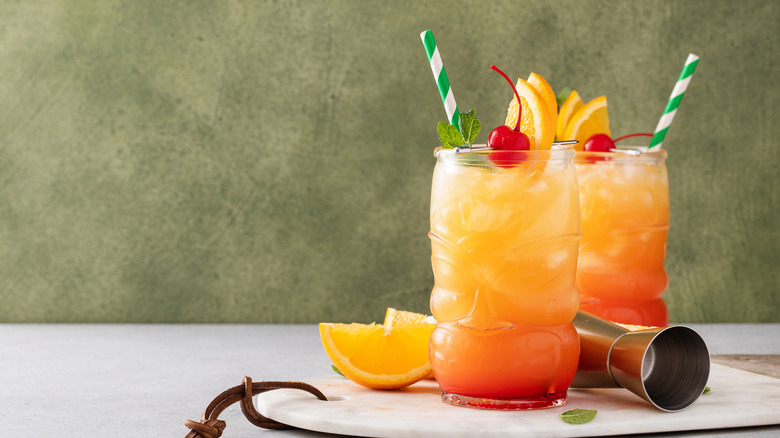 Two Rum punch cocktails