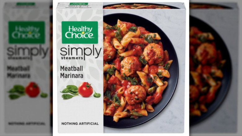Box of Healthy Choice Simply Steamers Meatball Marinara frozen meal