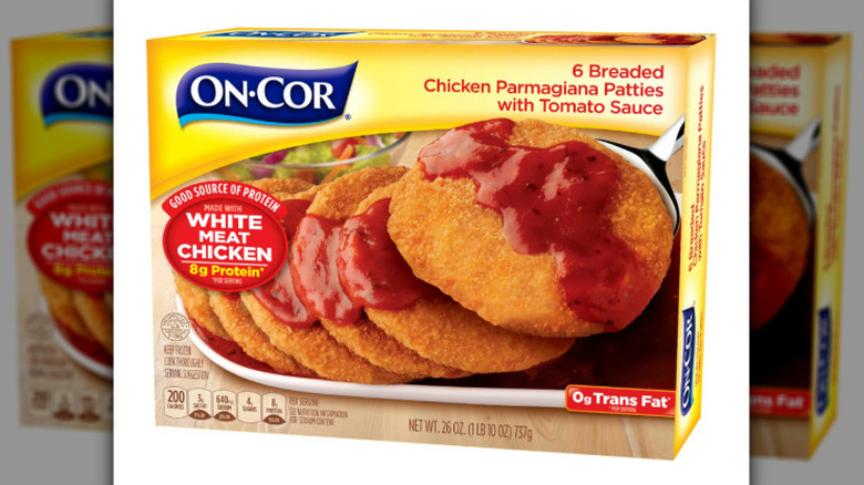 Box of On-Cor Chicken Parmigiana Patties frozen meal