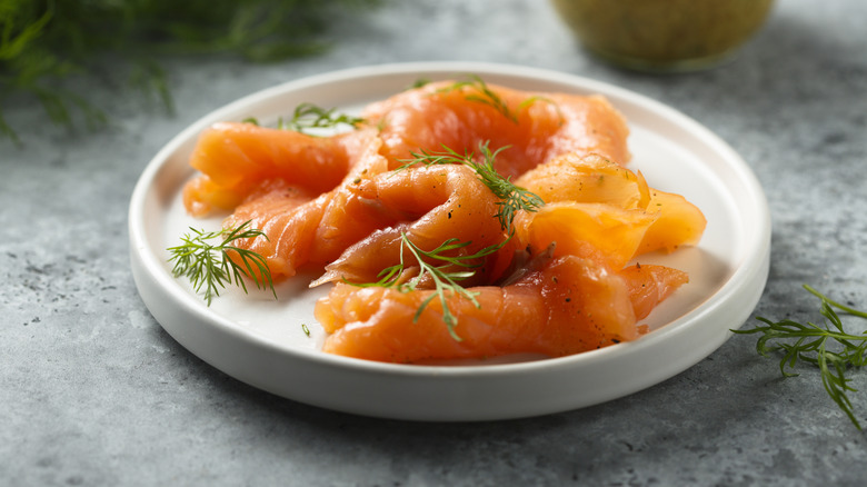 Plate of smoked salmon