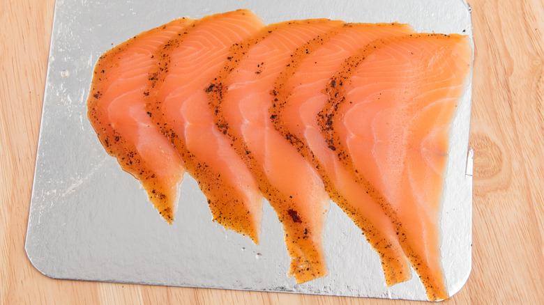 Slices of smoked salmon