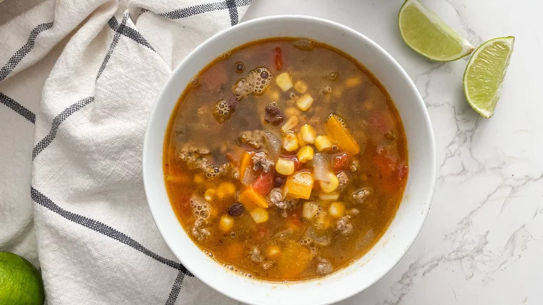 Bowl of taco soup