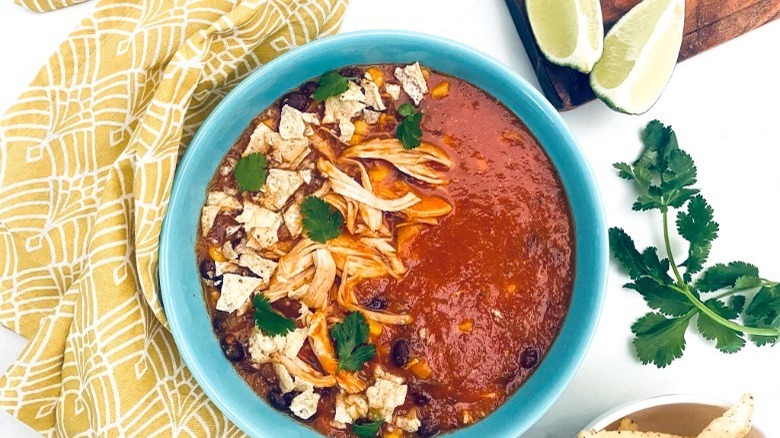 Bowl of chicken tortilla soup