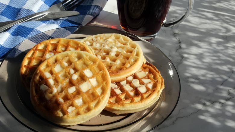 crisp waffles with butter