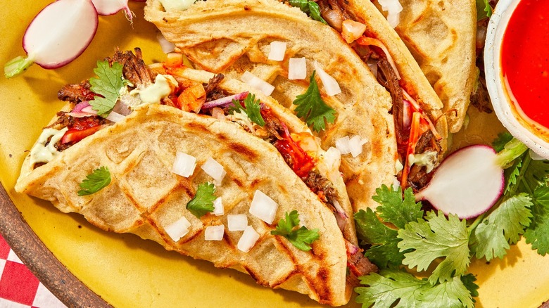 waffle tacos with meat