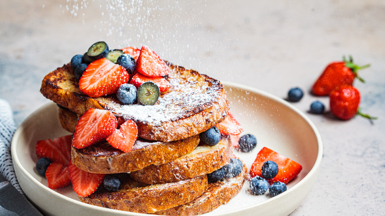 stacked French toast and berries