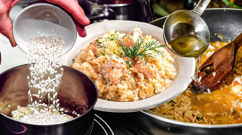 bowl of asparagus risotto