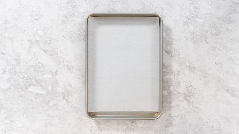 Baking sheet lined with parchment paper
