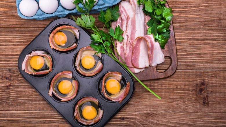 Bacon and eggs in a muffin tin
