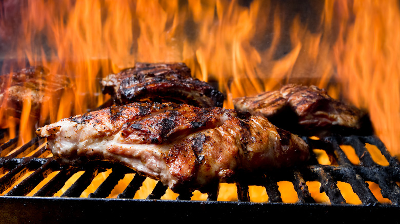 St. Louis-style ribs on grill