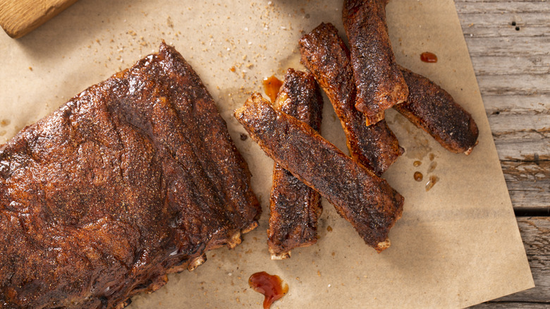 Ribs on cutting board
