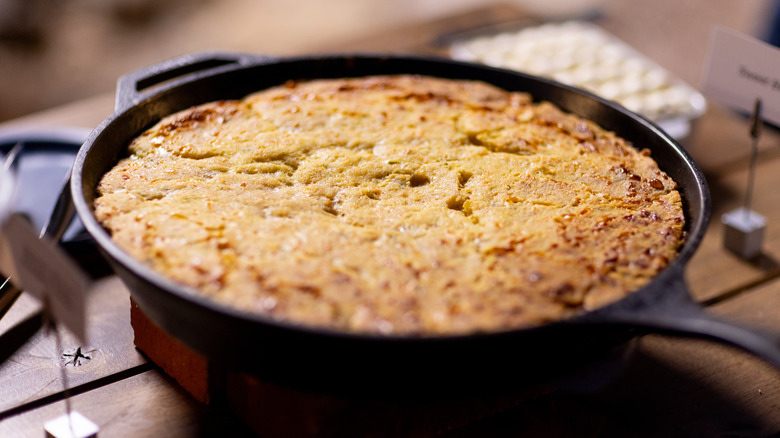 Freshly baked bread in a cast iron skillet