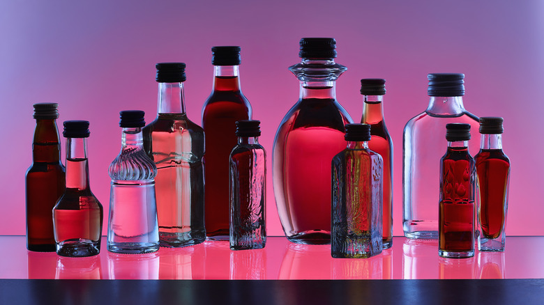 Assorted bottles of different types of alcohol and spirits