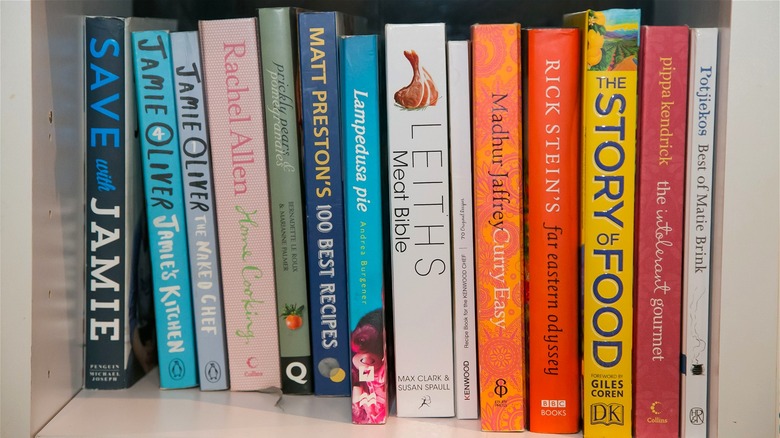 cookbooks on shelf