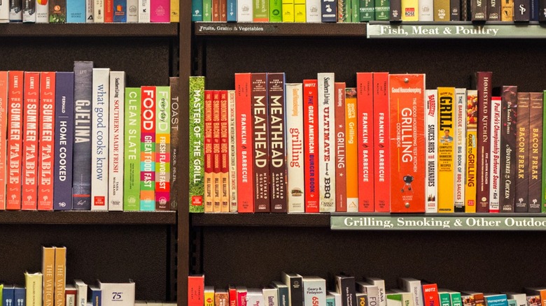 Cookbooks on shelf
