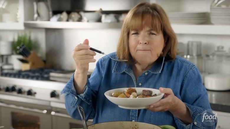 Ina Garten eats a bowl of lamb stew