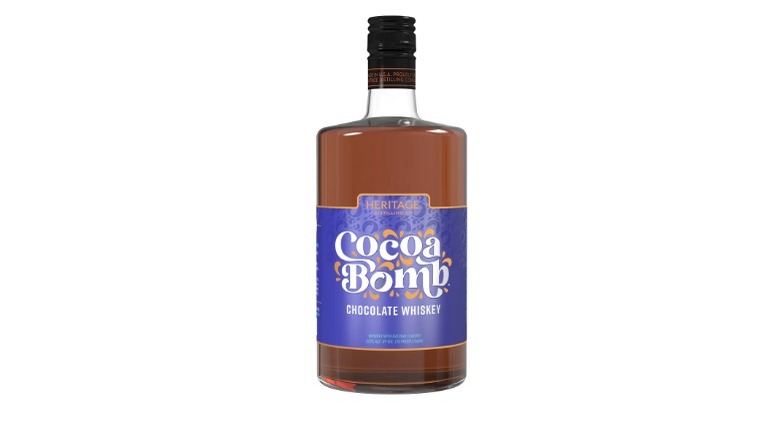 cocoa bomb chocolate whiskey bottle