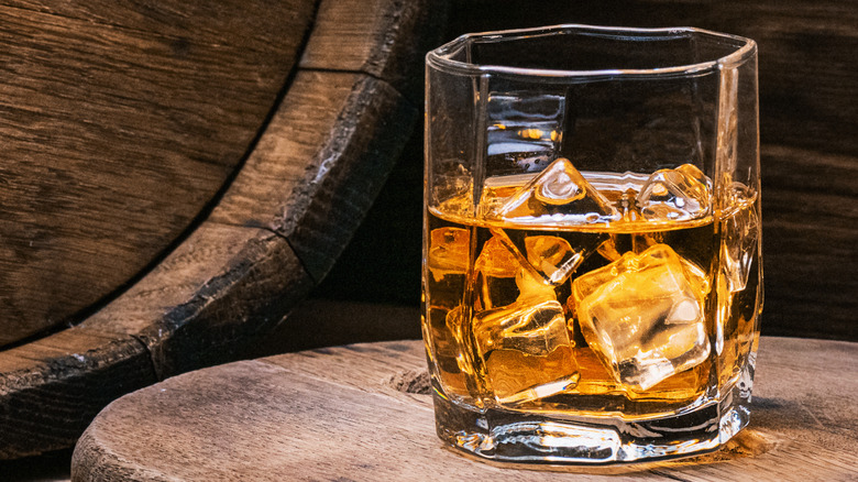 Whiskey in a glass with ice