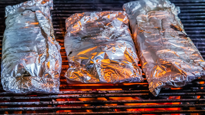 Aluminum foil packets on grill
