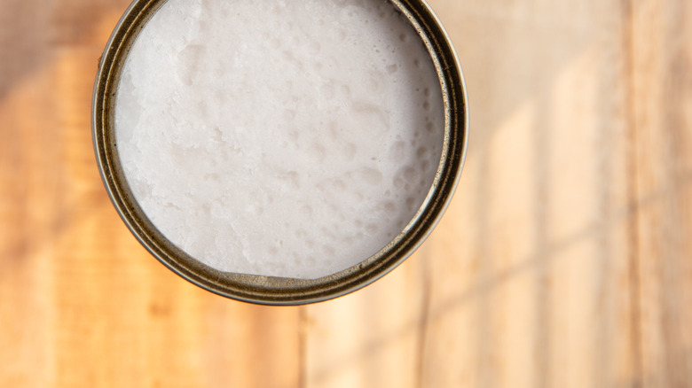 Open can of coconut milk