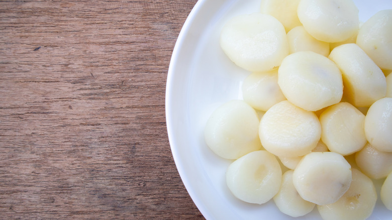 Bowl of peeled water chestnuts