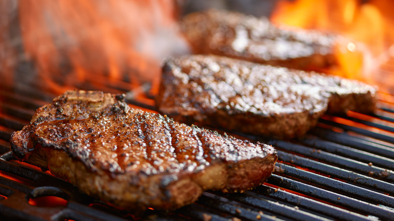 Steaks on grill