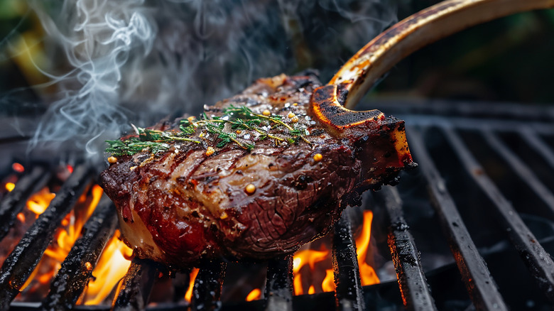 Grilling steak