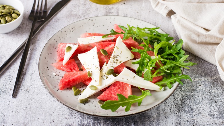 Watermelon and arugula salad