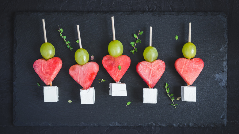 Watermelon and feta skewers