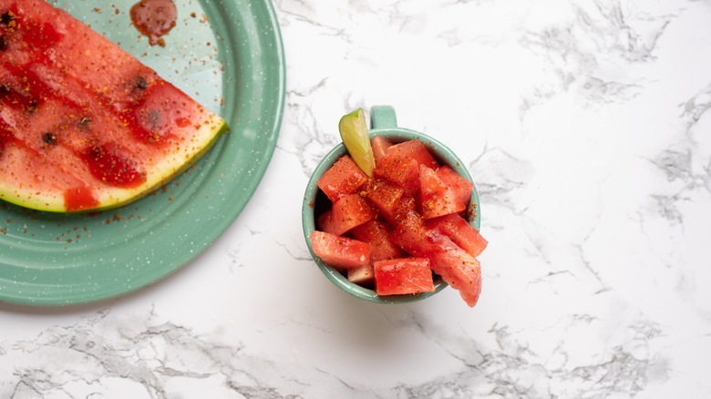 Watermelon with chili powder