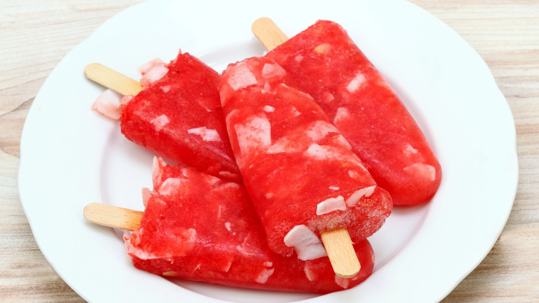 Watermelon and coconut popsicles