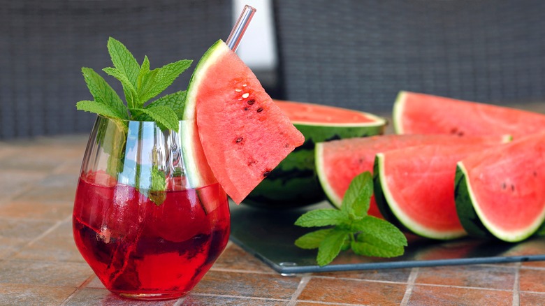 Watermelon drink with mint