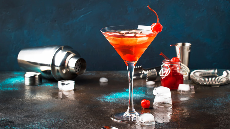 Manhattan cocktail on counter