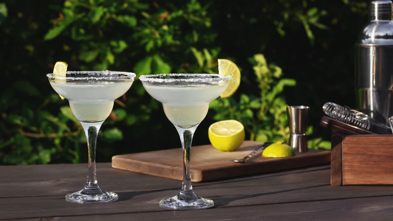 Margaritas on outdoor table