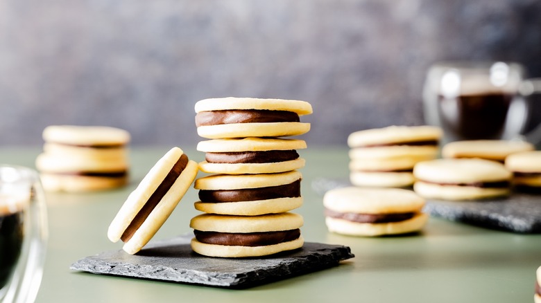 Stack of sandwich cookies