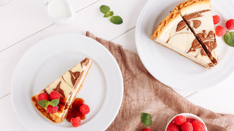 Cheesecake with chocolate swirl