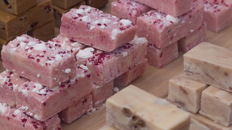 Sliced pieces of fudge