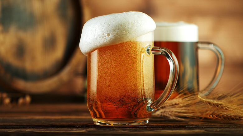 Foamy beer in a glass