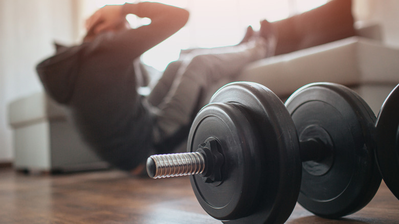 Man working out with weight
