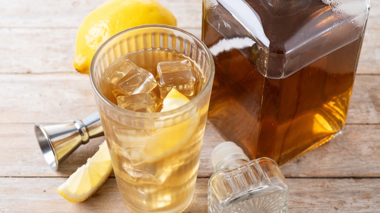Whiskey cocktail in a highball glass