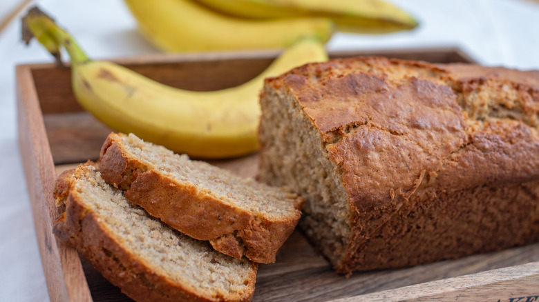 Banana bread and bananas on board