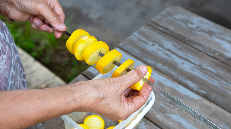 Skewering summer squash