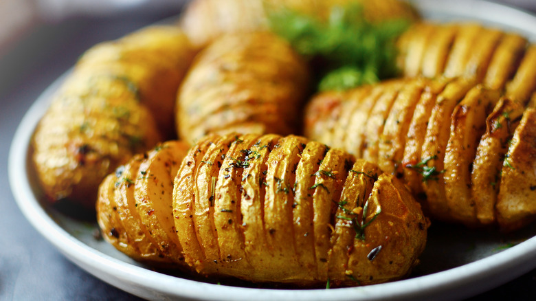 Grilled hasselback potatoes
