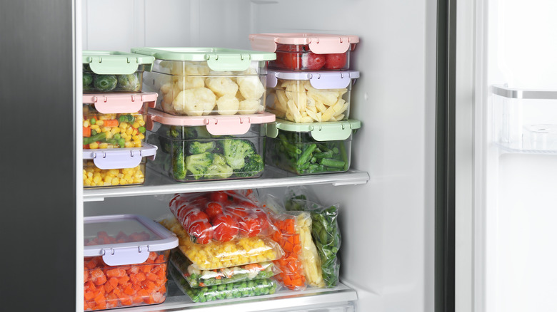 packaged food in freezer