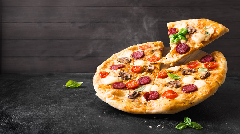 hot and steaming pizza