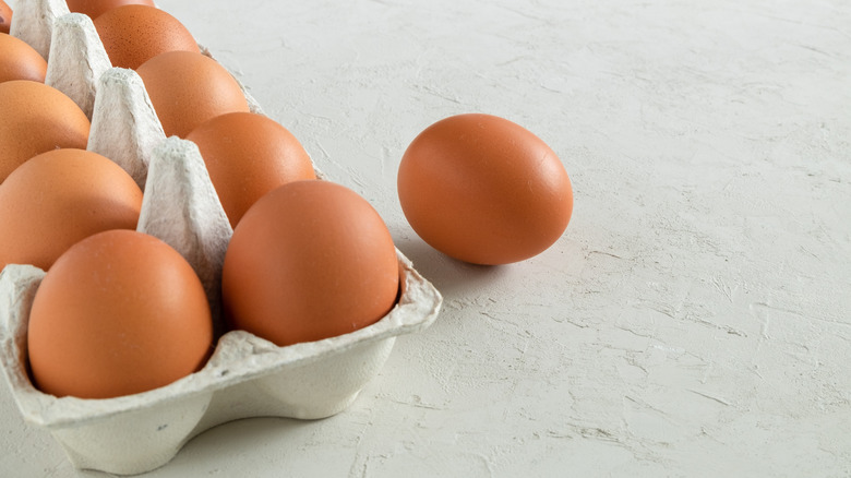 carton of brown eggs