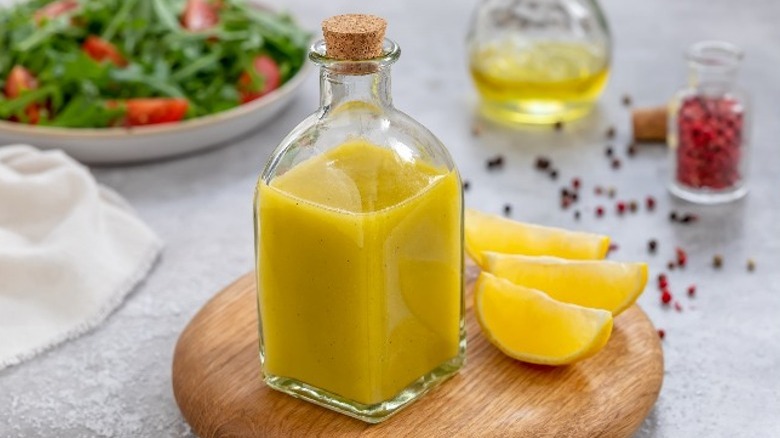 bottle of homemade salad dressing